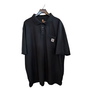 Carhartt Men's Black Polo Shirt Logo Front Pocket Size XL